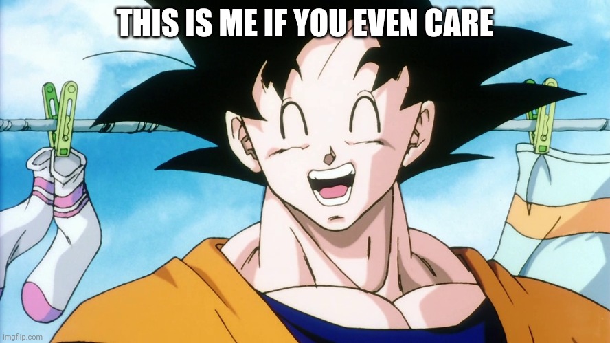 Happy Goku | THIS IS ME IF YOU EVEN CARE | image tagged in happy goku | made w/ Imgflip meme maker