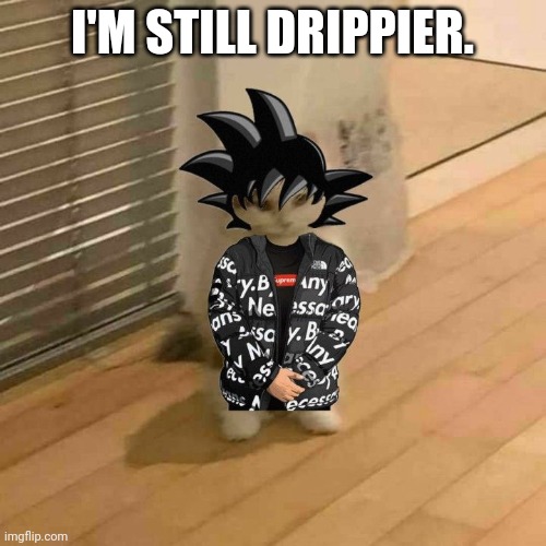 goku drip cat | I'M STILL DRIPPIER. | image tagged in goku drip cat | made w/ Imgflip meme maker