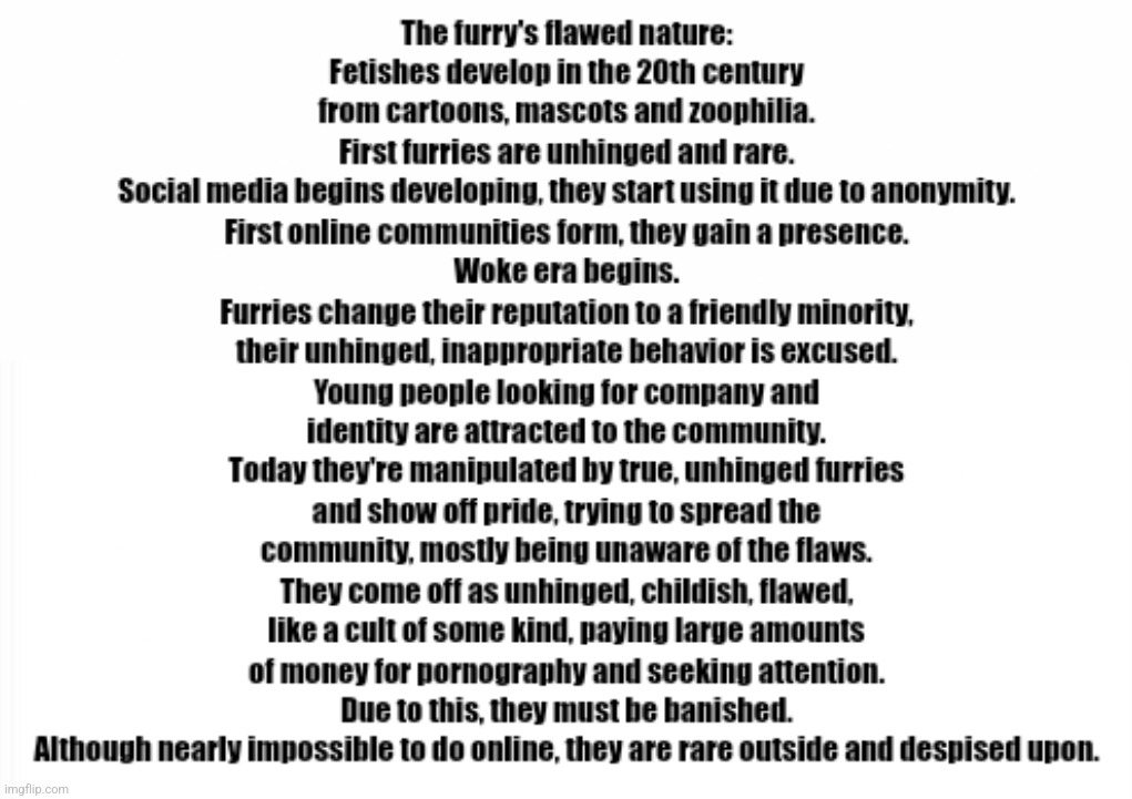 The furry's flawed nature | image tagged in anti furry,anti-furry,history,essays | made w/ Imgflip meme maker