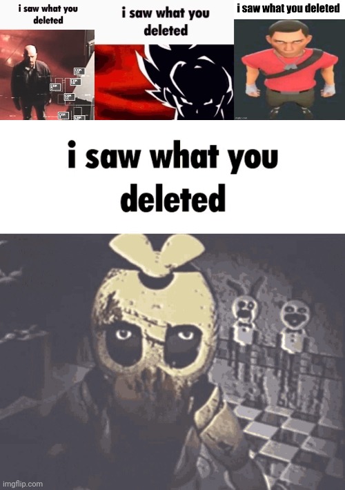 image tagged in i saw what you deleted,i saw what you deleted scout | made w/ Imgflip meme maker
