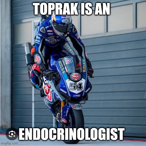 Toprak wsbk | TOPRAK IS AN; ENDOCRINOLOGIST | image tagged in motorcycles | made w/ Imgflip meme maker