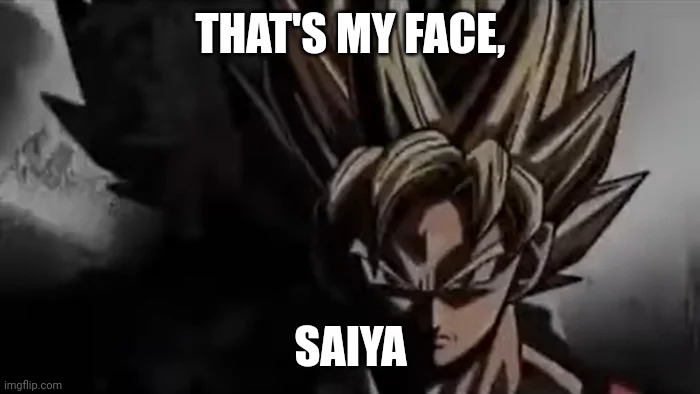 Goku Staring | THAT'S MY FACE, SAIYA | image tagged in goku staring | made w/ Imgflip meme maker