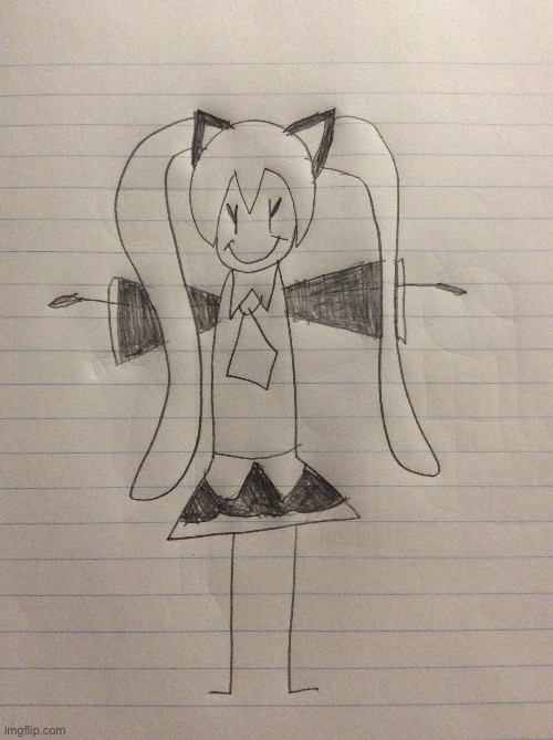 Hatsune Miku but horribly drawn my moi | image tagged in excuse my shitty artstyle,hatsune miku,vocaloid | made w/ Imgflip meme maker