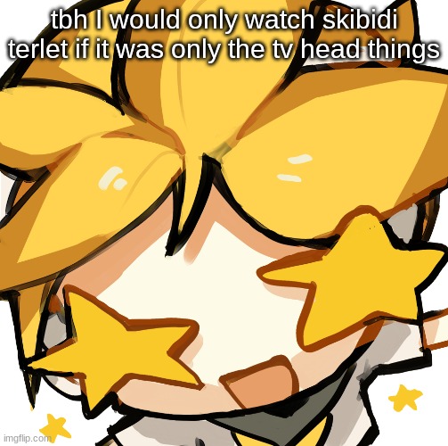 excited len | tbh I would only watch skibidi terlet if it was only the tv head things | image tagged in excited len | made w/ Imgflip meme maker
