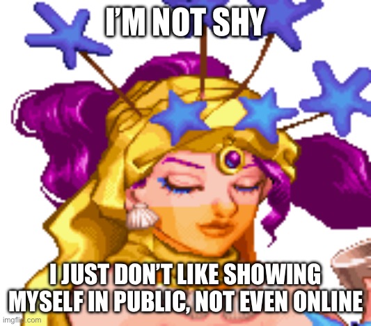Midler is (not) shy | I’M NOT SHY; I JUST DON’T LIKE SHOWING MYSELF IN PUBLIC, NOT EVEN ONLINE | image tagged in jojo's bizarre adventure | made w/ Imgflip meme maker