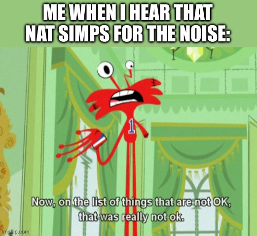 That was really not ok | ME WHEN I HEAR THAT NAT SIMPS FOR THE NOISE: | image tagged in that was really not ok | made w/ Imgflip meme maker