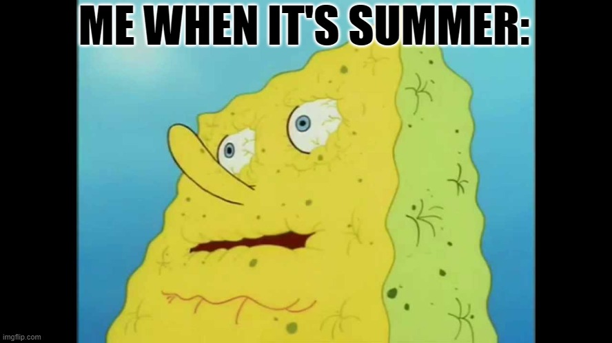 i sweat a lot | ME WHEN IT'S SUMMER: | image tagged in dry spongebob,summer,dehydration | made w/ Imgflip meme maker