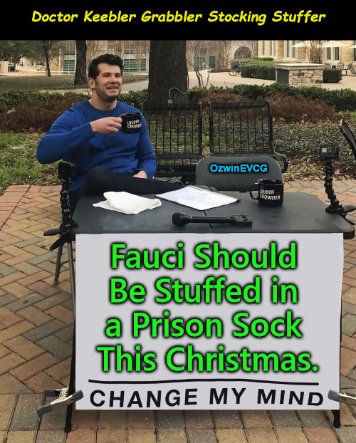 Whole Lotta [Faucis] Should've Already Been Stuffed | Doctor Keebler Grabbler Stocking Stuffer; OzwinEVCG; Fauci Should 

Be Stuffed in 

a Prison Sock 

This Christmas. | image tagged in change my mind,memes,dr fauci,big pharma,government corruption,presents | made w/ Imgflip meme maker