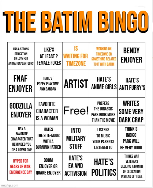 this is not a template(for privacy reasons and so Vinny doesnt use it). but I finally made a Bingo. do not share publicly. | image tagged in batim,bingo | made w/ Imgflip meme maker