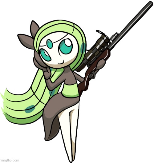 Meloetta with a sniper (Art by HybridProjectAlpha) | made w/ Imgflip meme maker