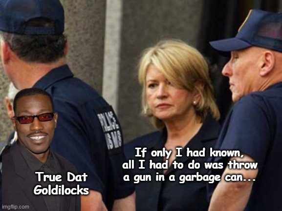 Wish Colbert would ask Wes and Martha about the Hunter "Conviction" | If only I had known, all I had to do was throw a gun in a garbage can... True Dat Goldilocks | image tagged in martha stewart hunter biden deal meme | made w/ Imgflip meme maker