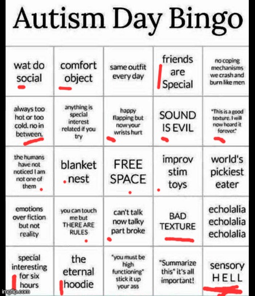 The creator of this meme vanished. | image tagged in autism bingo | made w/ Imgflip meme maker