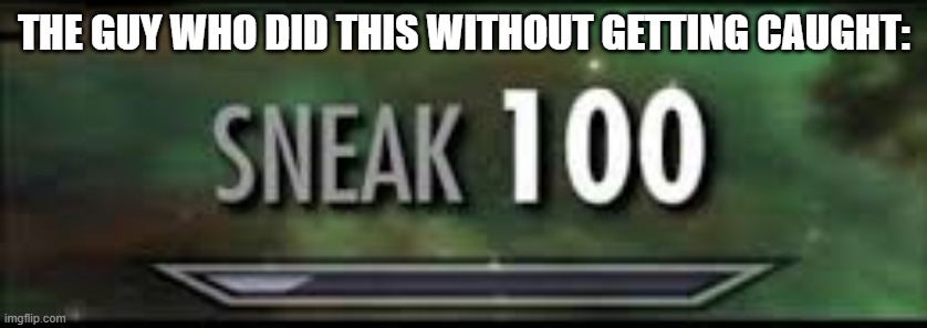 sneak 100 | THE GUY WHO DID THIS WITHOUT GETTING CAUGHT: | image tagged in sneak 100 | made w/ Imgflip meme maker