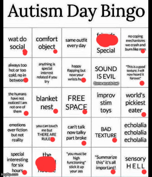 Hmm | Some sounds bad | image tagged in autism bingo | made w/ Imgflip meme maker