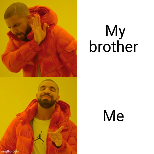 Drake Hotline Bling Meme | My brother Me | image tagged in memes,drake hotline bling | made w/ Imgflip meme maker