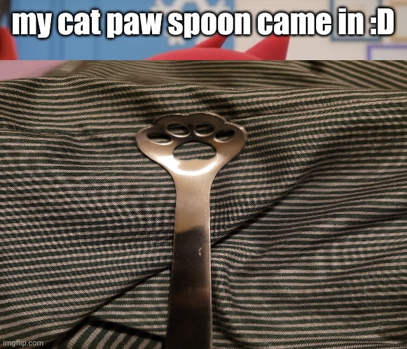 flugburgr | my cat paw spoon came in :D | image tagged in flugburgr | made w/ Imgflip meme maker