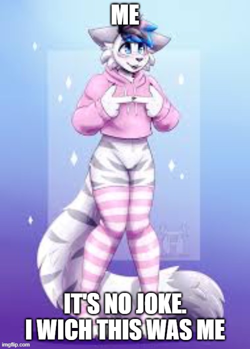 Femboi Furry | ME; IT'S NO JOKE. I WICH THIS WAS ME | image tagged in femboy furry | made w/ Imgflip meme maker