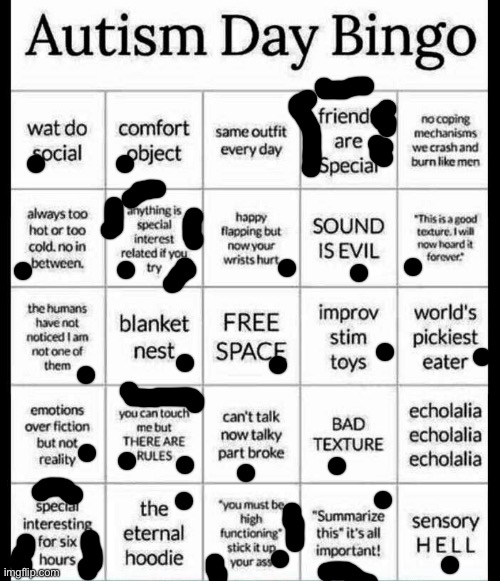 I get really into my special interests lmao | image tagged in autism bingo | made w/ Imgflip meme maker
