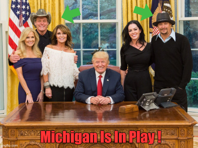 No Tax On Tips, Truth, Logic & Common Sense | Michigan Is In Play ! | image tagged in donald trump sarah palin kid rock ted nugent,politics,political meme,ted nugent,kid rock | made w/ Imgflip meme maker