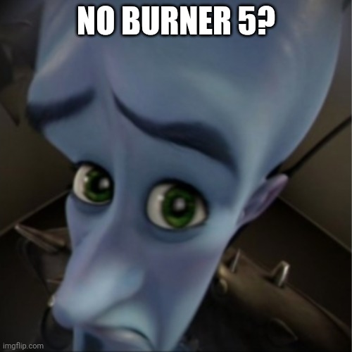 no seriously when is burner 5 sacri? | NO BURNER 5? | image tagged in megamind peeking | made w/ Imgflip meme maker