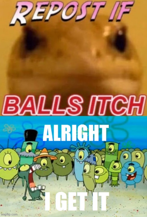 image tagged in repost if balls itch,alright i get it | made w/ Imgflip meme maker