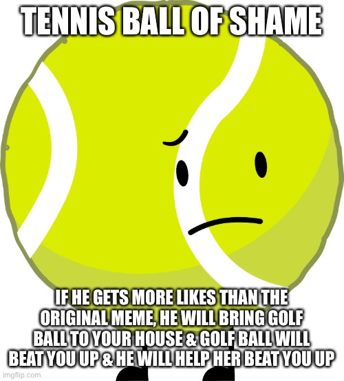 Tennis Ball of shame Blank Meme Template