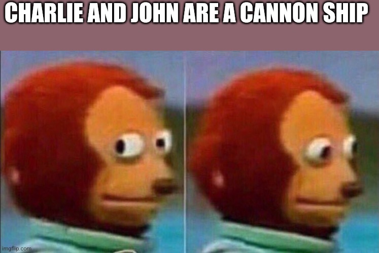 Monkey looking away | CHARLIE AND JOHN ARE A CANNON SHIP | image tagged in monkey looking away | made w/ Imgflip meme maker