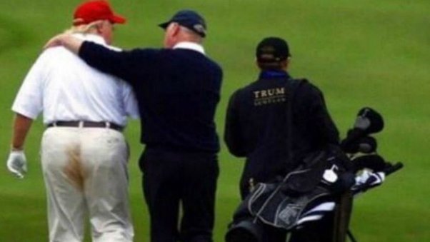Trump golf pants stain diarrhea Blank Meme Template