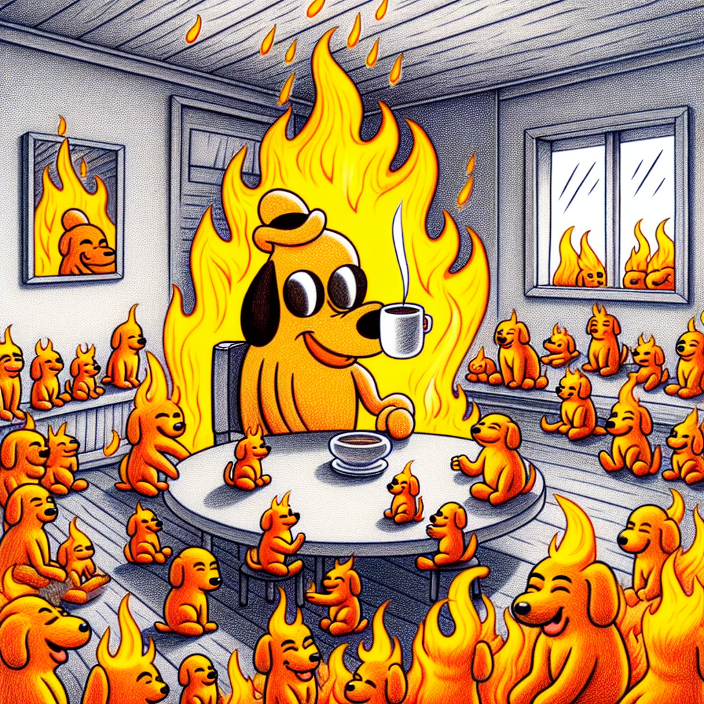 High Quality This is fine meme but the dog is a fire and the fire are dogs Blank Meme Template