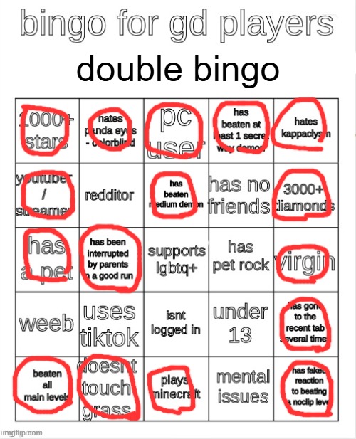 gereomtry dasha bongo | double bingo | image tagged in gd bingo | made w/ Imgflip meme maker