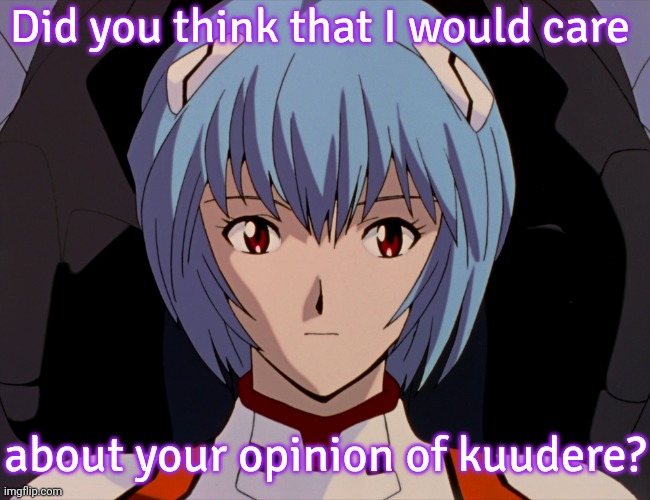 Me in real life: | Did you think that I would care; about your opinion of kuudere? | image tagged in rei ayanami,no one is born cool except,keep calm and carry on aqua,anime girl,autism | made w/ Imgflip meme maker