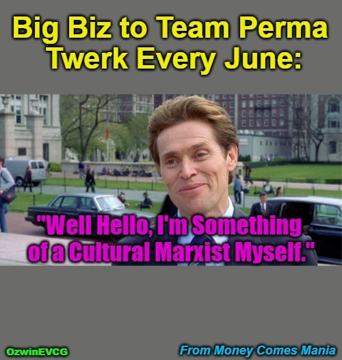 From Money Comes Mania | image tagged in untreated patients,pride month,oligarchy,astroturfing,lgbtq,world occupied | made w/ Imgflip meme maker