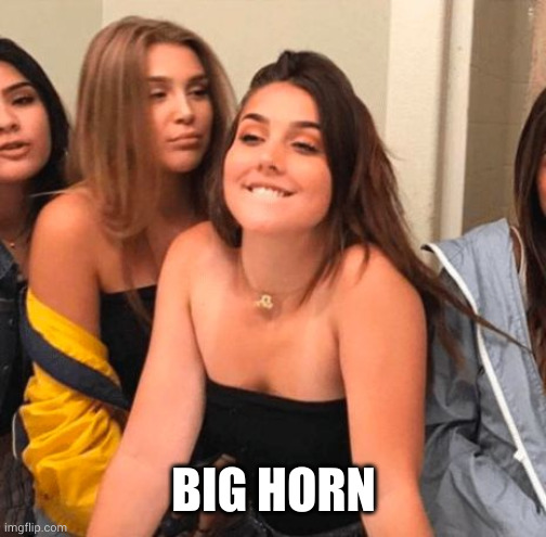 Girl bite lips | BIG HORN | image tagged in girl bite lips | made w/ Imgflip meme maker