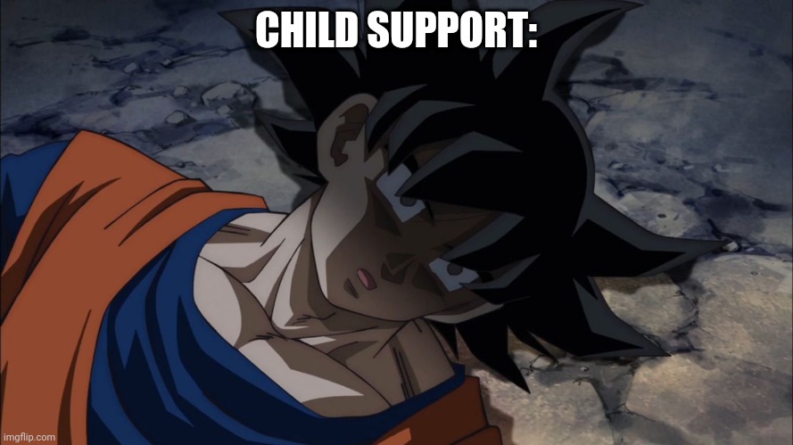 Dead Goku | CHILD SUPPORT: | image tagged in dead goku | made w/ Imgflip meme maker