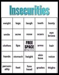 High Quality insecurities bingo Blank Meme Template