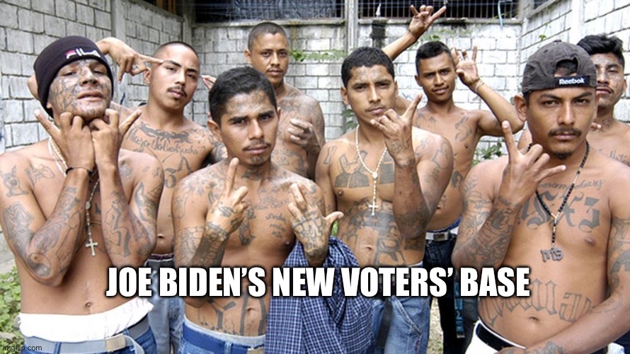 MS-13 | JOE BIDEN’S NEW VOTERS’ BASE | image tagged in ms-13,joe biden,politics,political meme | made w/ Imgflip meme maker