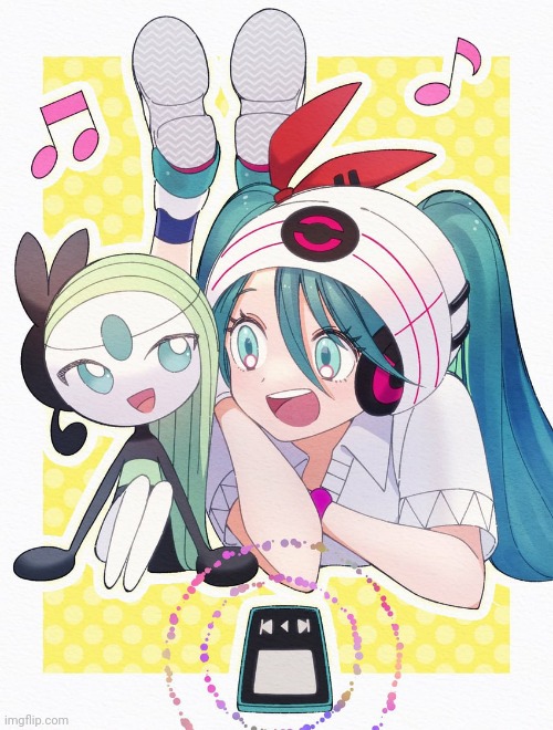 Hatsune Miku and Meloetta (Art by Kanna Runa0620) | image tagged in crossover | made w/ Imgflip meme maker