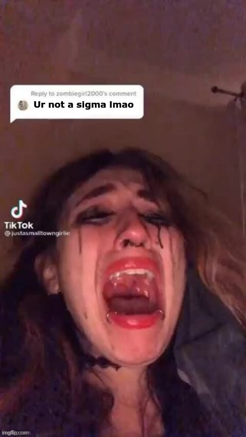 Girl crying over negative comment | Ur not a sigma lmao | image tagged in girl crying over negative comment | made w/ Imgflip meme maker