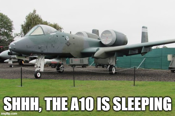Shh, the A10 is sleeping | SHHH, THE A10 IS SLEEPING | image tagged in warthog,a10 warthog,sleeping | made w/ Imgflip meme maker