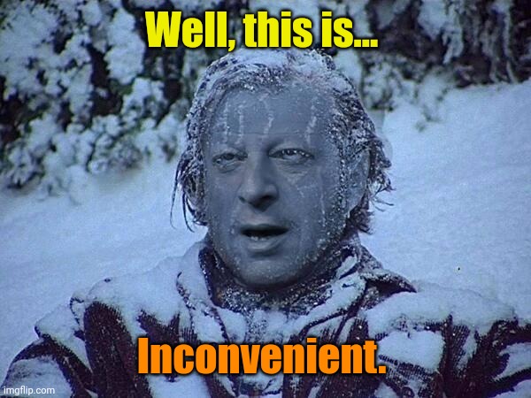 Frozen Al Gore | Well, this is... Inconvenient. | image tagged in frozen al gore | made w/ Imgflip meme maker