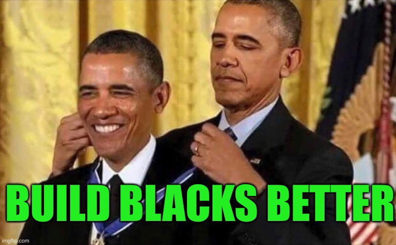 obama medal | BUILD BLACKS BETTER | image tagged in obama medal | made w/ Imgflip meme maker