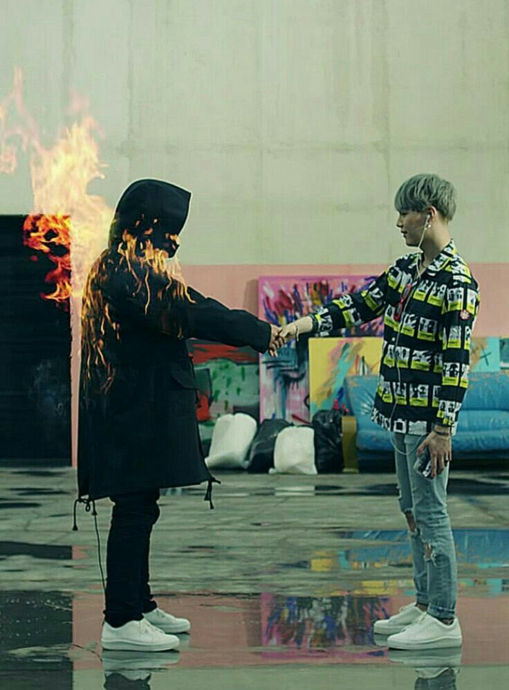 Yoongi BTS Fire Handshake Blank Meme Template