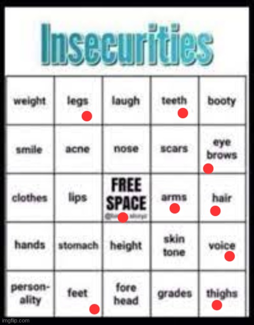 help | image tagged in insecurities bingo | made w/ Imgflip meme maker