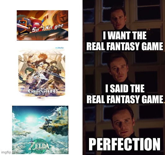 perfection | I WANT THE REAL FANTASY GAME; I SAID THE REAL FANTASY GAME; PERFECTION | image tagged in perfection | made w/ Imgflip meme maker