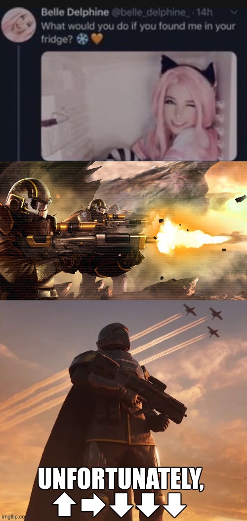 For super earth!!! | image tagged in belle delphine,slavic helldivers,helldiver nuke | made w/ Imgflip meme maker