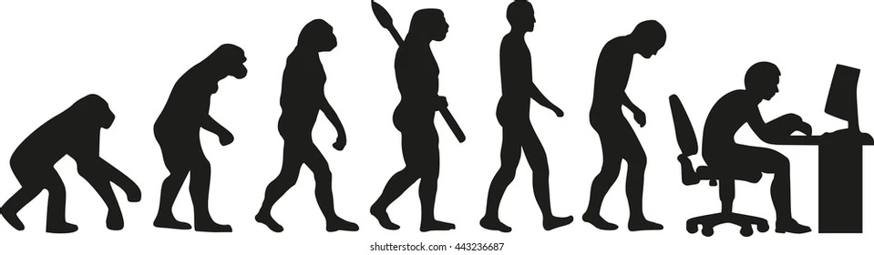 High Quality ape to computer evolution man Blank Meme Template