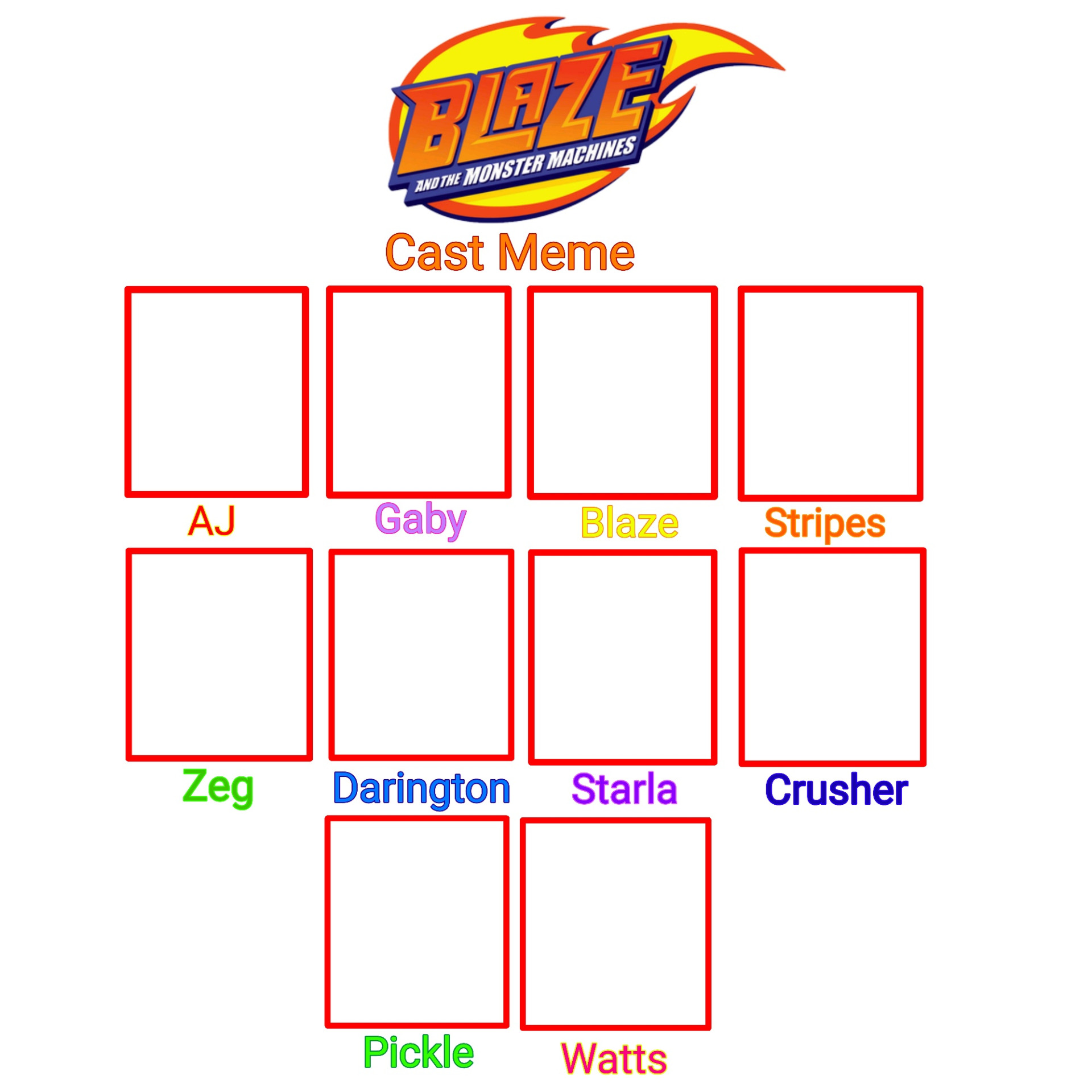 Blaze and the Monster Machines Cast Meme Blank Meme Template