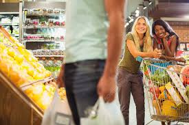 High Quality women checking out a guy shopping Blank Meme Template