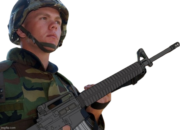 Eroican Soldier Welding an Colt M16A3 Blank Meme Template