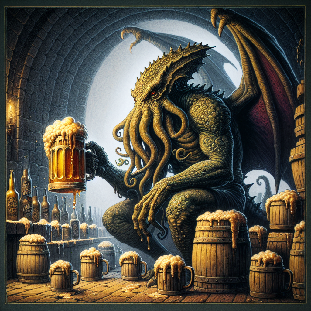 Cthulhu drinking a beer Blank Meme Template